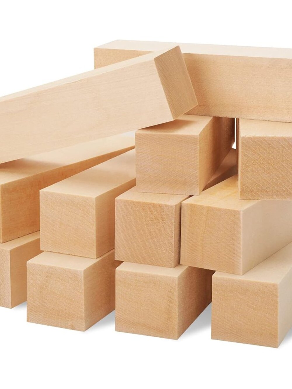 12 Pack Unfinished Basswood Carving Blocks Kit, Rectangular Wooden Blocks for DI